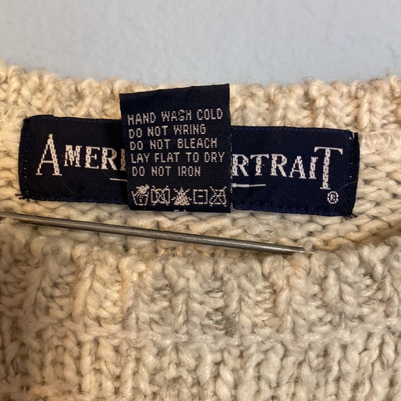 Vintage American Portrait Womens Size M Wool Blend Striped Knit Beige Sweater - Picture 4 of 9